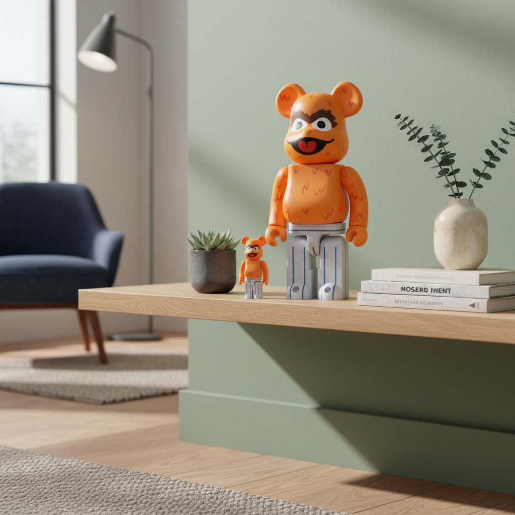 400% & 100% Bearbrick sæt - Oscar The Grouch - Original Orange Edition (Sesame Street)-Medicom Toy-Bearbrick