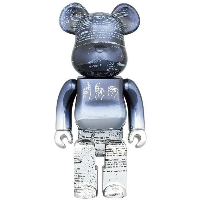 400% Bearbrick U.F.O. 2nd Version collectible figure with detailed script design and light-up UFO feature