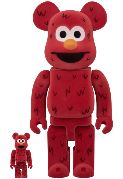 400% & 100% Bearbrick-Set - Elmo (beflockt)