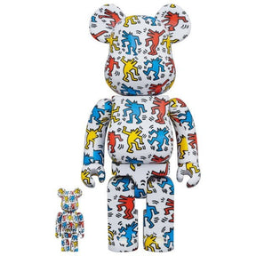 400 % und 100 % Bearbrick-Set – Keith Haring v9 (Dancing Dogs)