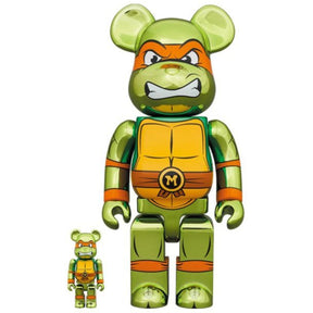 400 % und 100 % Bearbrick-Set – Michelangelo Chrome (Teenage Mutant Ninja Turtles)