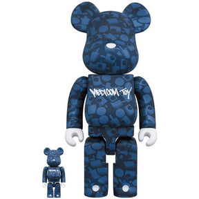 400 % und 100 % Bearbrick-Set – Stash (blaues Muster) von Medicom Toys