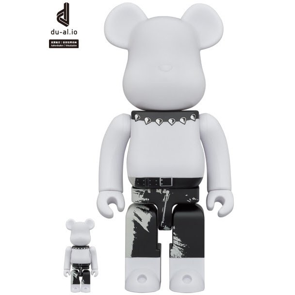 400% & 100% Bearbrick Sæt - The Rolling Stones (Sticky Fingers - White)