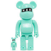 400% Bearbrick God Selection 10th Anniversary Mint figurine with XXX logo, limited edition by Medicom Toys.