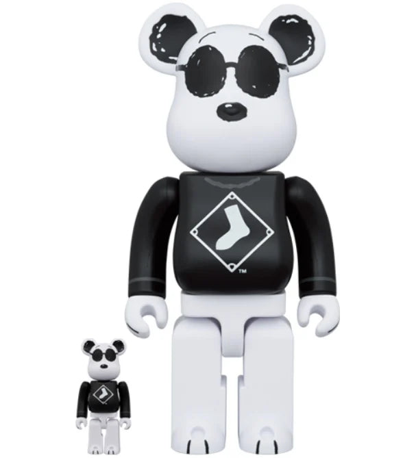 400 % und 100 % Bearbrick-Set – Snoopy White Sox (MLB x Peanuts)