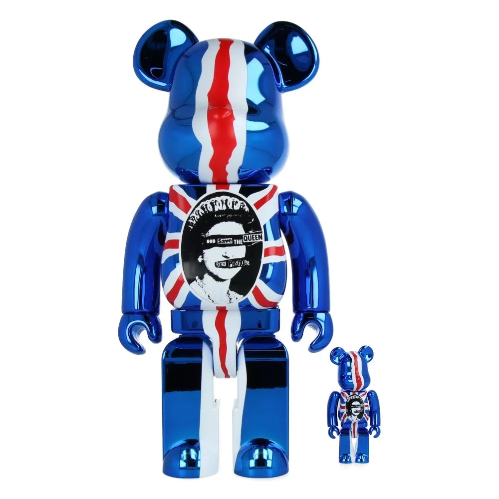 400% & 100% Bearbrick sæt - Sex Pistols - God save the Queen (Chrome Edition)