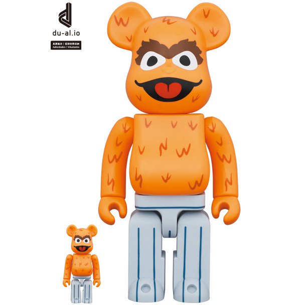 400 % und 100 % Bearbrick-Set – Oscar The Grouch – Original Orange Edi