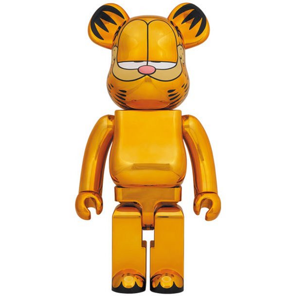 1000 % Bearbrick – Garfield (Goldchrom)