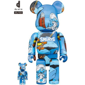 400 % und 100 % Bearbrick-Set – The Astrosmurf (Die Schlümpfe)