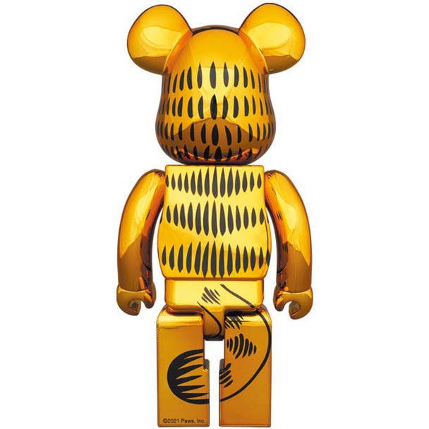 1000 % Bearbrick – Garfield (Goldchrom)