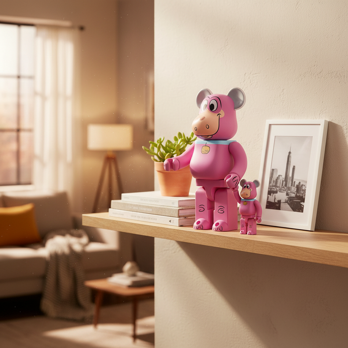 400% & 100% Bearbrick sæt - Dino (The Flintstones)