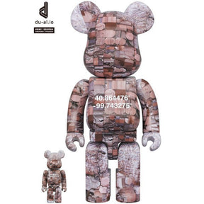 400 % und 100 % Bearbrick-Set – Übersicht über Nebraska (Benjamin Grant)