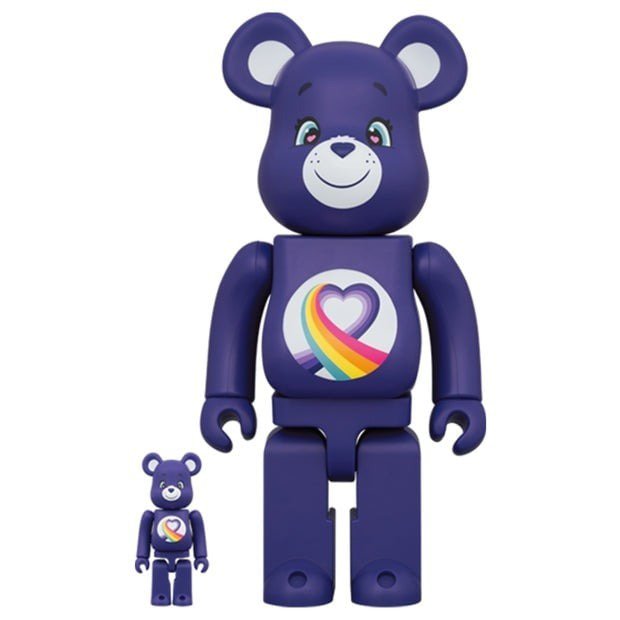 400 % und 100 % Bearbrick-Set – Regenbogen-Herzbär (Care Bears)