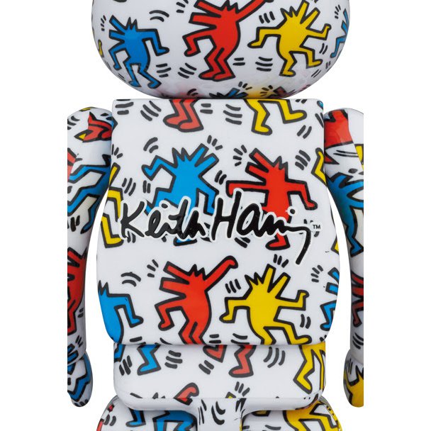 400 % und 100 % Bearbrick-Set – Keith Haring v9 (Dancing Dogs)