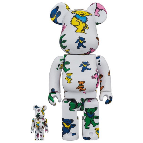 400 % und 100 % Bearbrick-Set – Grateful Dead (Muster mit tanzenden Bären)