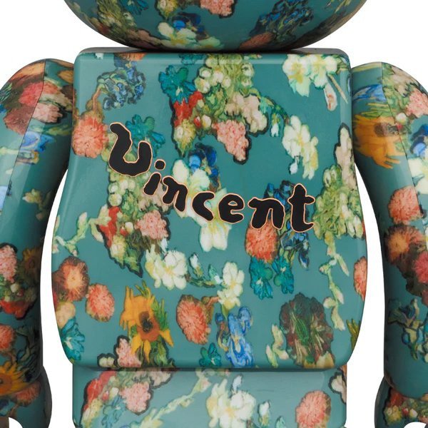 400 % und 100 % Bearbrick-Set – Vincent Van Gogh (50. Jahrestag – Blumenmuster