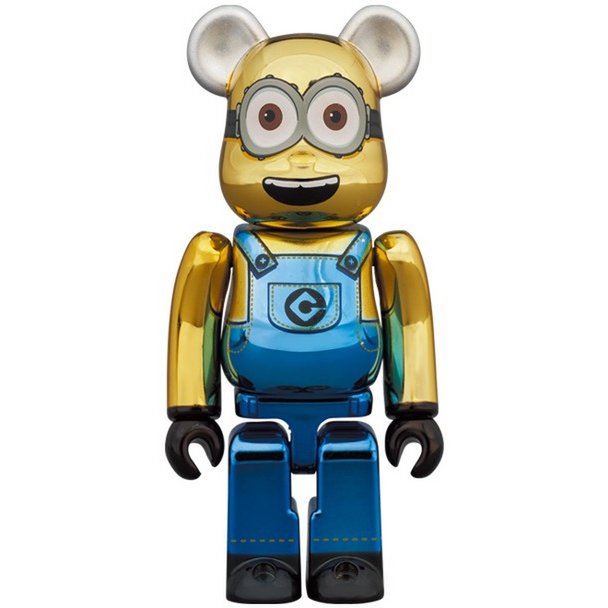 400 % und 100 % Bearbrick-Set – Minion Dave (Chrome-Ausgabe)