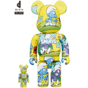 400 % und 100 % Bearbrick-Set – Der lila Schlumpf (Die Schlümpfe)