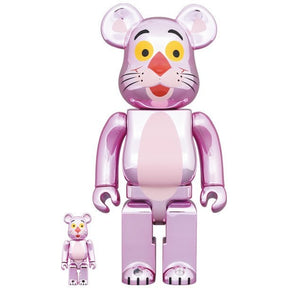 400 % und 100 % Bearbrick-Set – Pink Panther (Chrome ed.)