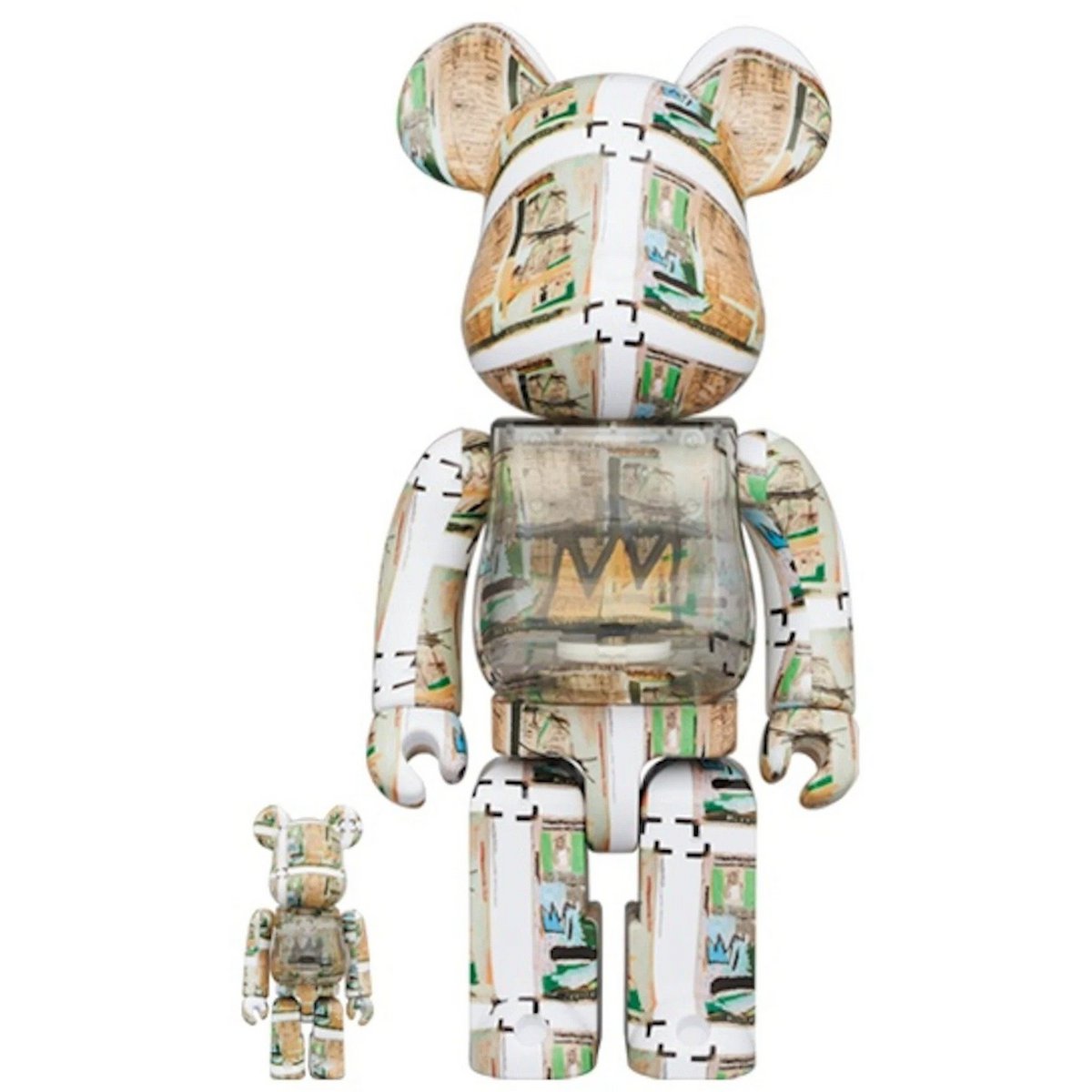 400 % und 100 % Bearbrick-Set – Jean-Michel Basquiat (King Pleasure)