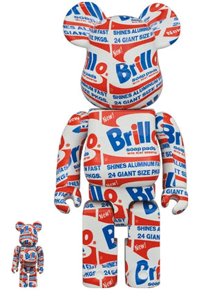 400 % und 100 % Bearbrick-Set – Andy Warhol (Brillo)