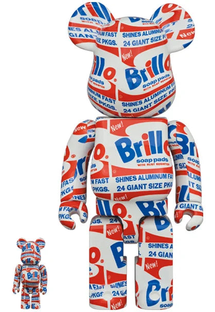 400% & 100% Bearbrick sæt - Andy Warhol (Brillo)