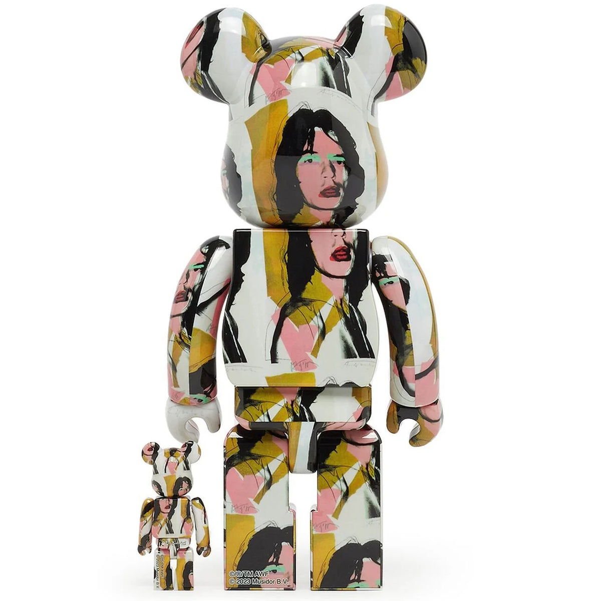 400 % und 100 % Bearbrick-Set – Mick Jagger (Andy Warhol)