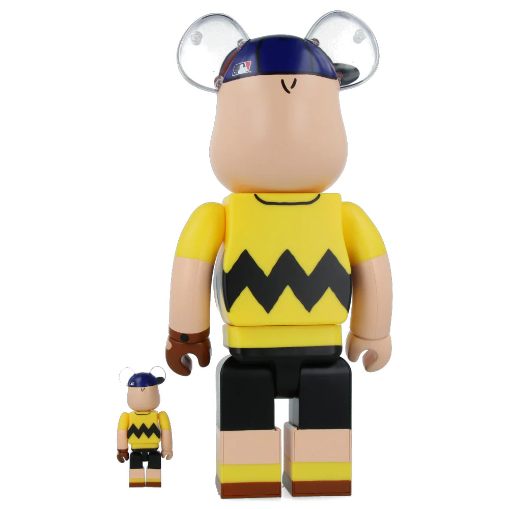 400 % &amp; 100 % Bearbrick-Set – MLB x Peanuts – Charlie Brown (New York Mets)