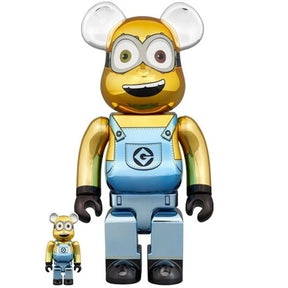 400 % + 100 % Bearbrick-Set – Minion BOB (Chrom)