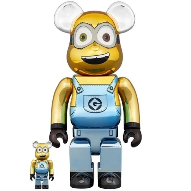 400 % + 100 % Bearbrick-Set – Minion BOB (Chrom)