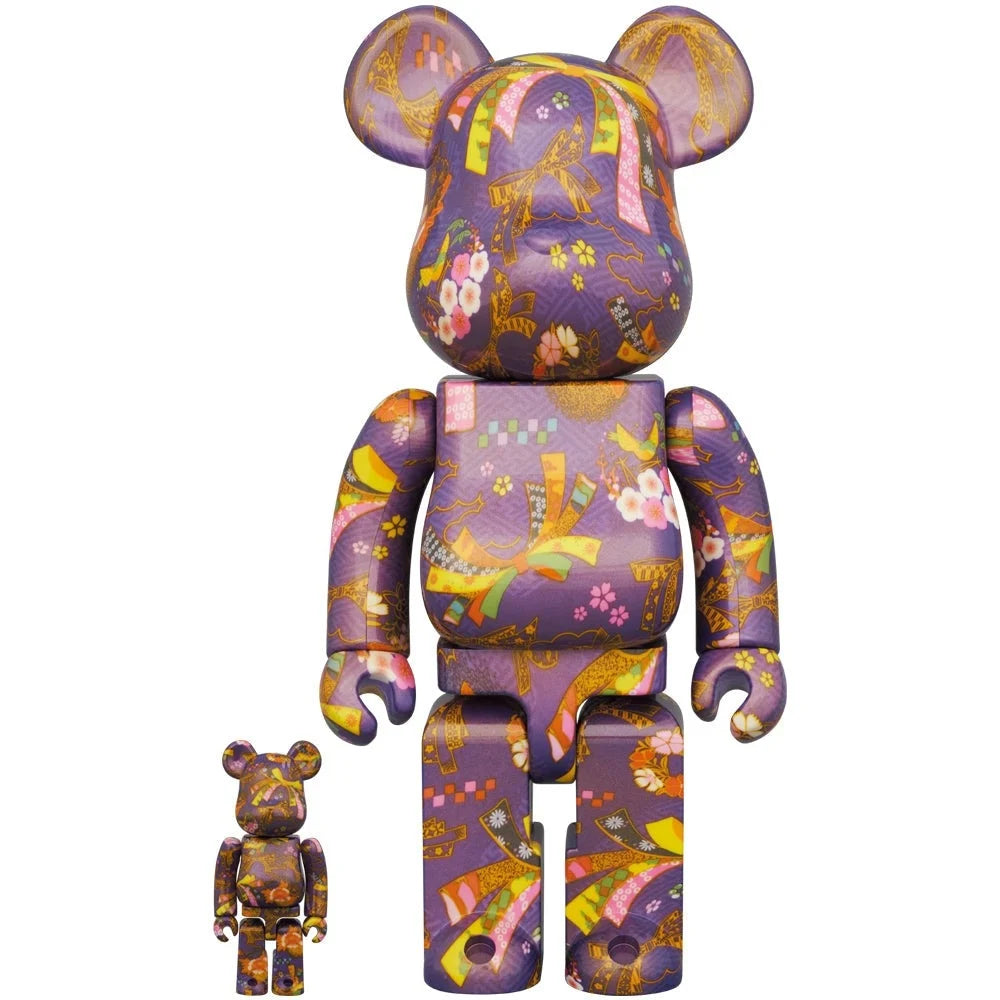 400% &amp; 100% Bearbrick - Chiyogami II (Lila)