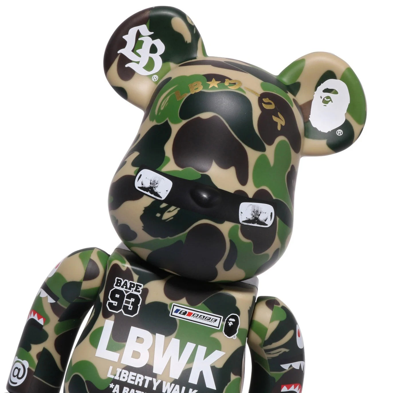 400% + 100% Bearbrick sæt - LBWK x BAPE (Green Camo)