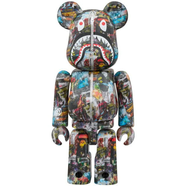 400 % &amp; 100 % Bearbrick 3er-Set – BAPE(R) LEGACY CAMO SHARK (Graue Version)