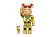 100 % und 400 % Bearbrick – Glückskatze Peko-Chan (doppelte ovale Münze, vergoldet)