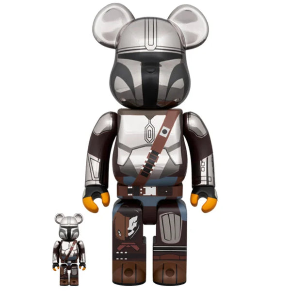 400% &amp; 100% Bearbrick - The Mandalorian Chrome ed. (BWWT3)
