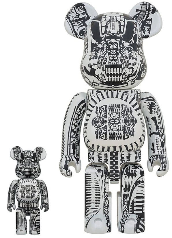 400% &amp; 100% Bearbrick Set - HR Giger (Weißchrom)