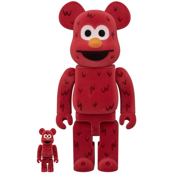 400% & 100% Bearbrick-Set - Elmo (beflockt)